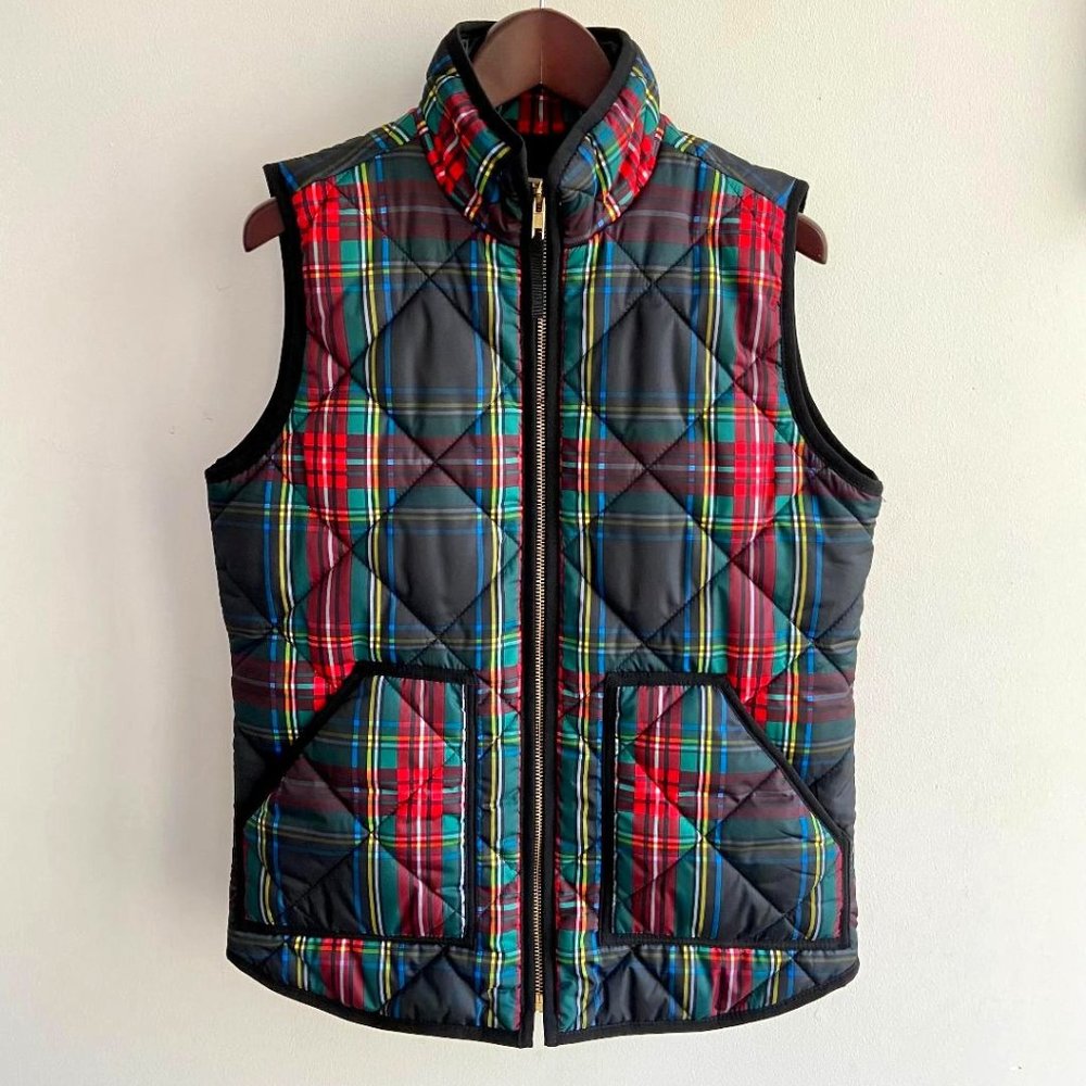 J. Crew Women's Tartan Plaid Quilted Puffer Vest